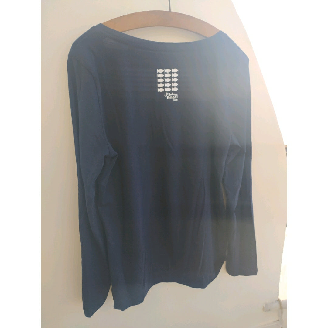 Woman long sleeves t-shirt "PESCIONE ", in organic cotton. - JP Amalfi