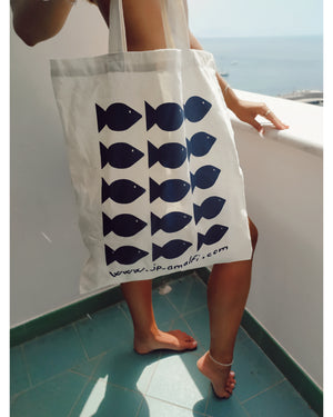 The Amalfi fish tote bag   (automatically 1 extra bag added for free by us to your order). - JP Amalfi
