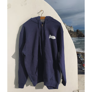 The blue hoodie "Pesce" with  zip  _ felpa "Pesce" con zip e cappuccio - JP Amalfi